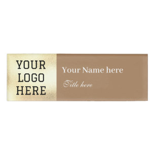 Badge D'identification Titre de logo personnalisé simple marron beige Ent