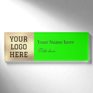Badge D'identification Titre du logo personnalisé Simple Neon Green Busin