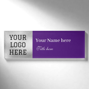 Badge D'identification Titre du logo personnalisé Simple Purple Business