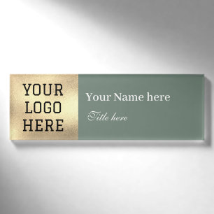 Badge D'identification Titre du logo personnalisé Simple Sage Green Busin