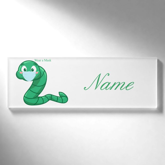 Badge D'identification Tonnerre-Cove de Green Kawaii Worm (Devant)