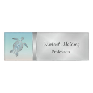 Badge D'identification Tortues de mer d'argent Moderne Réaltor de plage