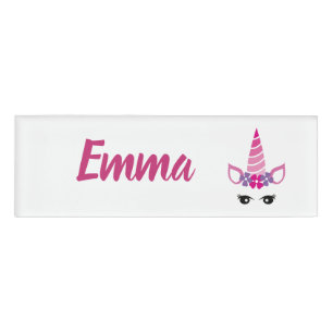 Badge D'identification Unicorne rose