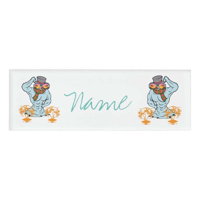 Badge D'identification Vacances Tropicales de Snowman musculaire Thunder_ (Devant)