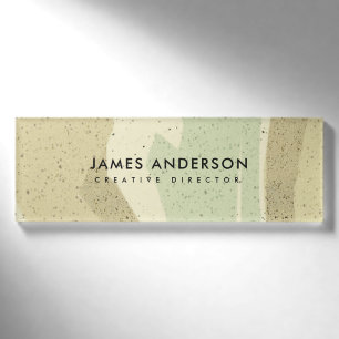 BADGE D'IDENTIFICATION VAGUES MODERNES GRISES ROSES SUBTILES MOLLES D'ART