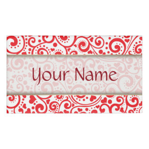 Badge D'identification Valentines - coeurs rouges et remous sans couture
