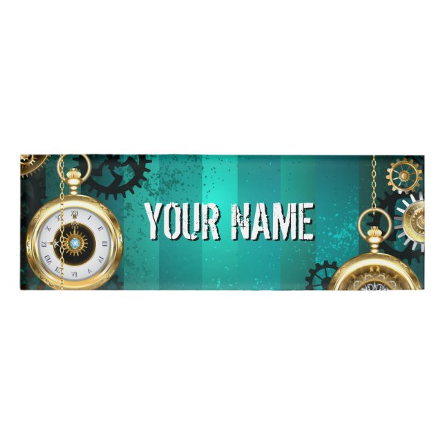 Badge D'identification Veille bijoux Steampunk sur un Arrière - plan vert (Devant)
