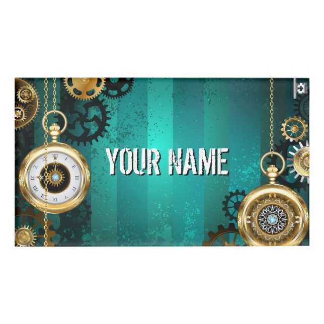 Badge D'identification Veille bijoux Steampunk sur un Arrière - plan vert (Devant)