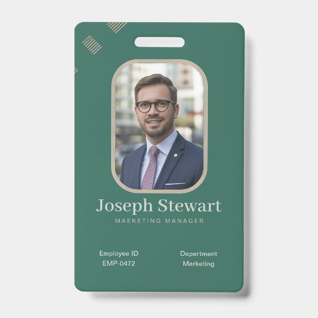 Badge d'identification vert émeraude moderne pour  (Avant)