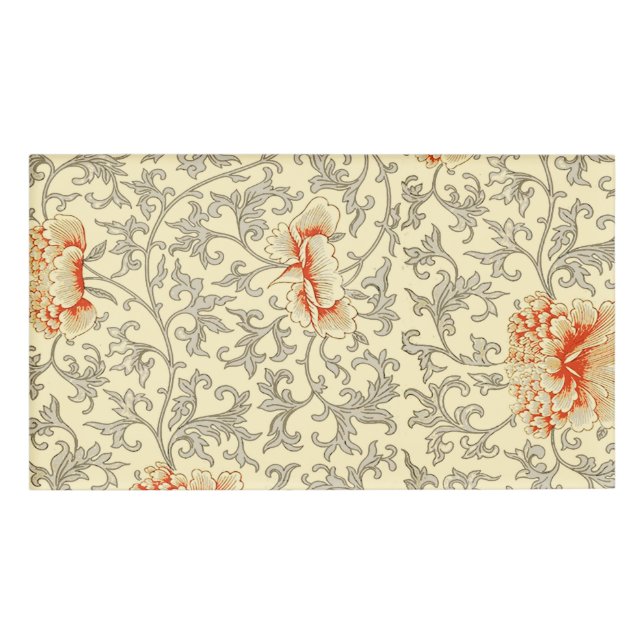 Badge D'identification Vintage rose gris botanique (Devant)