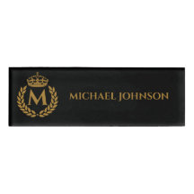 Vintage Royal King Golden Crown Nom initial Noir