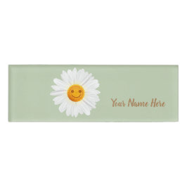 Badge D'identification Visage de smiley de fleur de marguerite