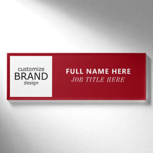 Badge D'identification Votre logo personnalisé Bourgogne & blanc Titre ma