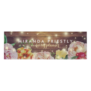 Badge D'identification Wedding planner à cordes florales en bois rustique