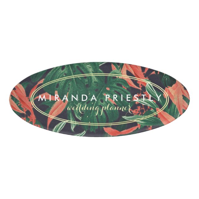 Badge D'identification Wedding planner Plante Tropical Gold Frame (Devant)