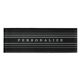 Badge D'identification Your Custom Text & Modern Stripes | Black & White