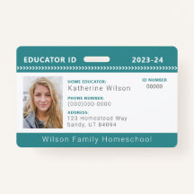 Badge d'identité de l'éducateur turquoise Chevron 