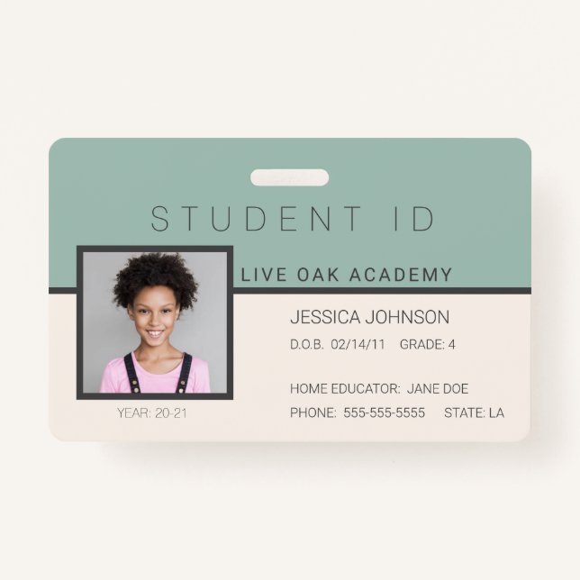 Badge d'identité de l'élève de l'école d'accueil | (Devant)