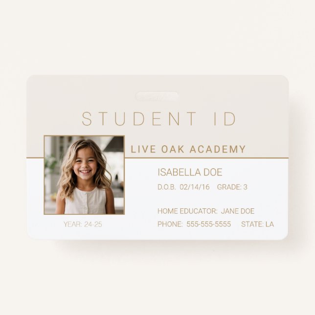 Badge d'identité de l'élève de l'école d'accueil | (Devant)