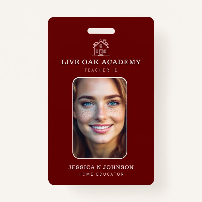 Badge d'identité de l'enseignant de l'école à domi (Devant)