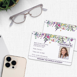 Badge d'identité de l'enseignant fleur sauvage