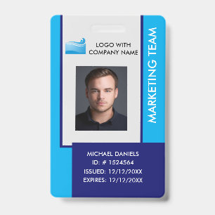 Badge d'identité d'entreprise personnalisé Bleu