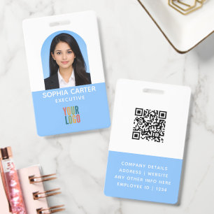 Badge d'identité employé QR Code avec logo photo p