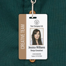 Badge d'identité professionnel personnalisé marron