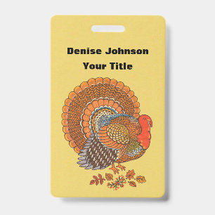 Badge Dindon mâle Queue éventail Couleurs d'automne Feui