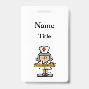 Badge d'infirmière aux cheveux gris de dessin anim