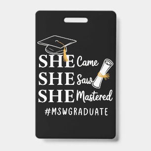 Badge Diplôme de maîtrise MSW Master en travail social