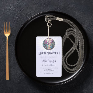 Badge Disco fête lavande violet invitation anniversaire