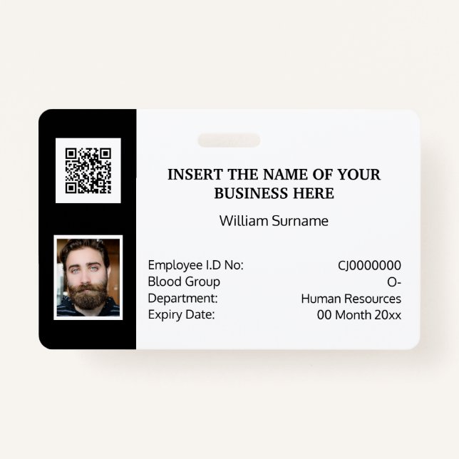 Badge do-it-yourself carte d'identité classique simple l (Devant)
