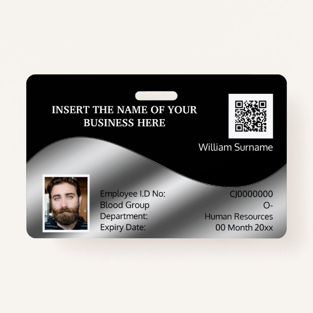 Badge do-it-yourself carte d'identité fausse argent noir (Devant)