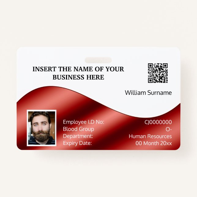 Badge do-it-yourself carte d'identité fausse rouge | log (Devant)