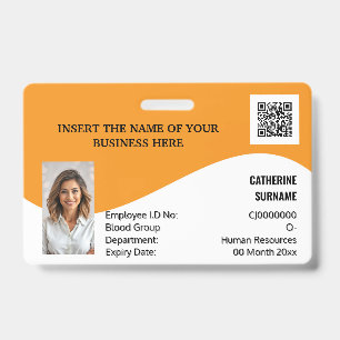 Badge do-it-yourself carte d'identité orange blanc logo