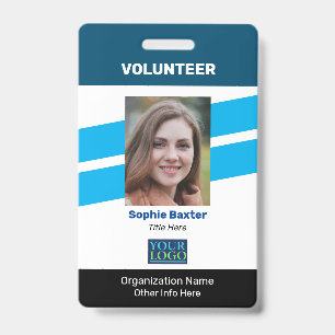 Badge do-it-yourself Volunteer, Photo Name Logo & All In
