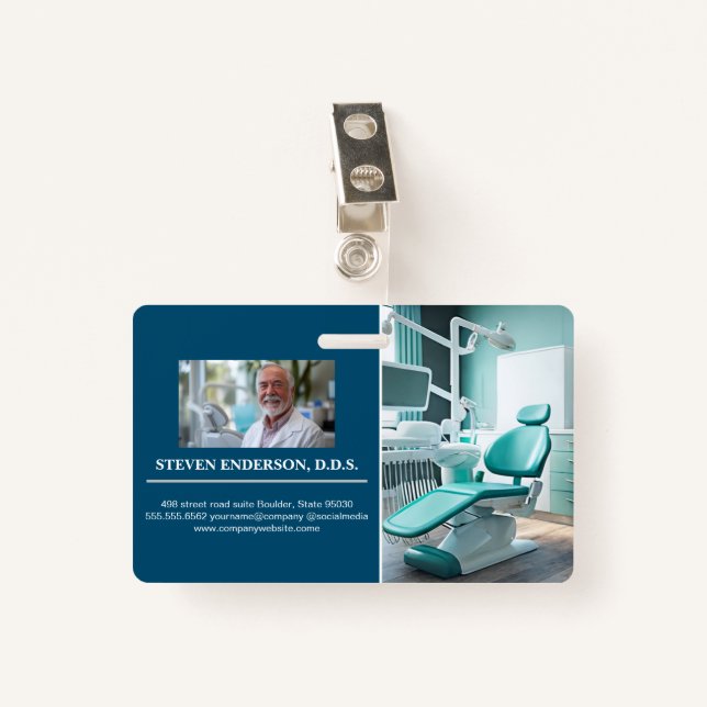 Badge Docteur | Matériel de bureau dentaire (Devant avec clip)