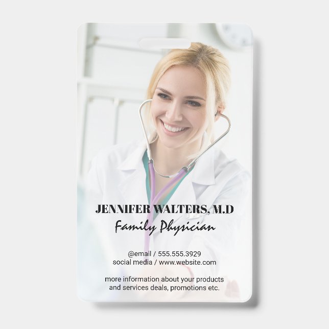Badge Docteur Médicale | Médecin avec stéthoscope (Avant)
