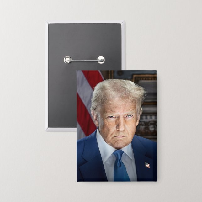 Badge Donald Trump 2025 Portrait du président américain (Recto/Verso)