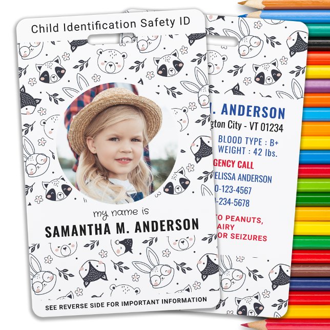 Badge Doodles Animaux mignonette Personnalisé Photo mode (Créateur téléchargé)