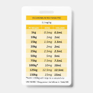 Badge Doses rapides RE : Paralyse Vecuronium et Rocuroni