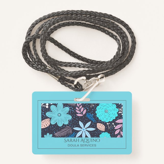 Badge Doula Florale Whimsical Ou Mini-Femme (Devant avec lanière)