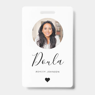 Badge Doula Midwoman Modern Ajouter Votre Photo & Coeur
