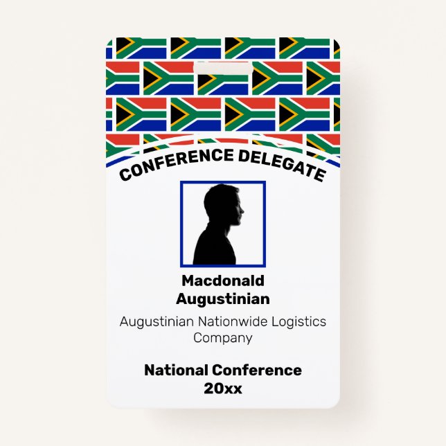Badge DRAPEAU AFRIQUE DU SUD Logo Customisé Identifiant  (Devant)