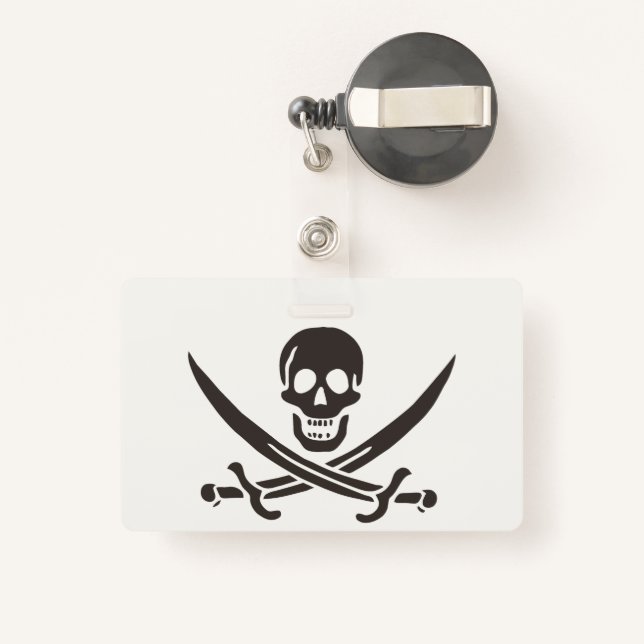 Badge Drapeau de crâne obsidien Drapeau de pirate Calico (Back with Retractable)