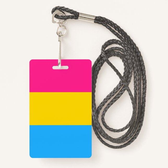 Badge Drapeau de fierté Pansexual LGBTQ (Devant avec lanière)