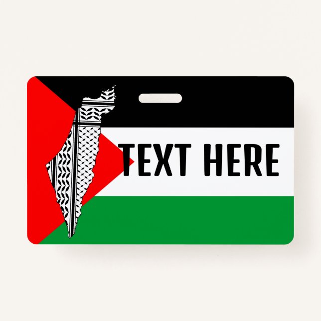 Badge Drapeau de Palestine et carte avec Keffiyeh Motif (Devant)