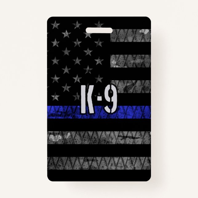 Badge Drapeau de police de l'unité K-9 en détresse (Devant)