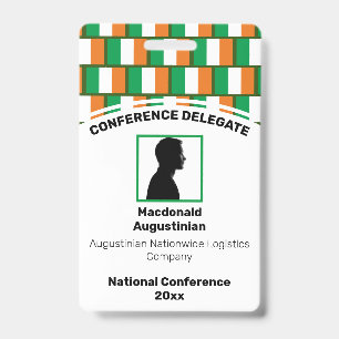 Badge Drapeau d'IRLANDE Logo personnalisé Photo ID Nom